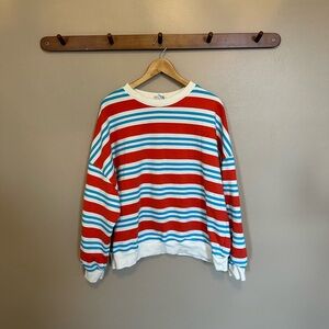 BUCKETLIST Red and Blue Striped Crewneck Sweater